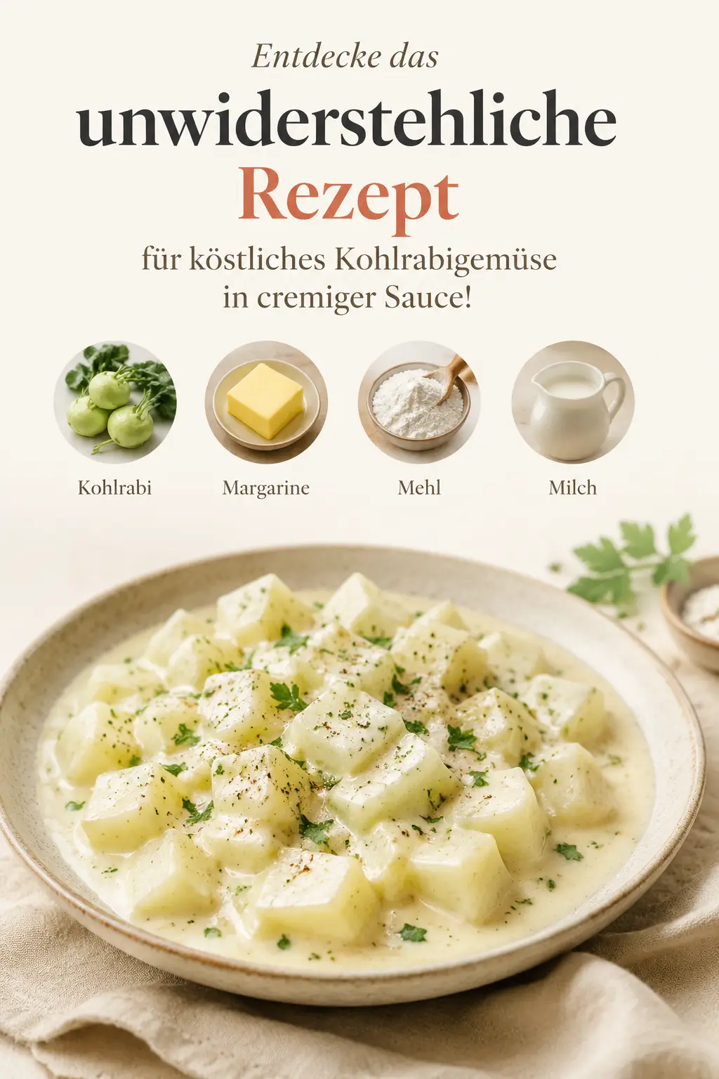 Entdecke das unwiderstehliche Rezept für köstliches Kohlrabigemüse in cremiger Sauce!