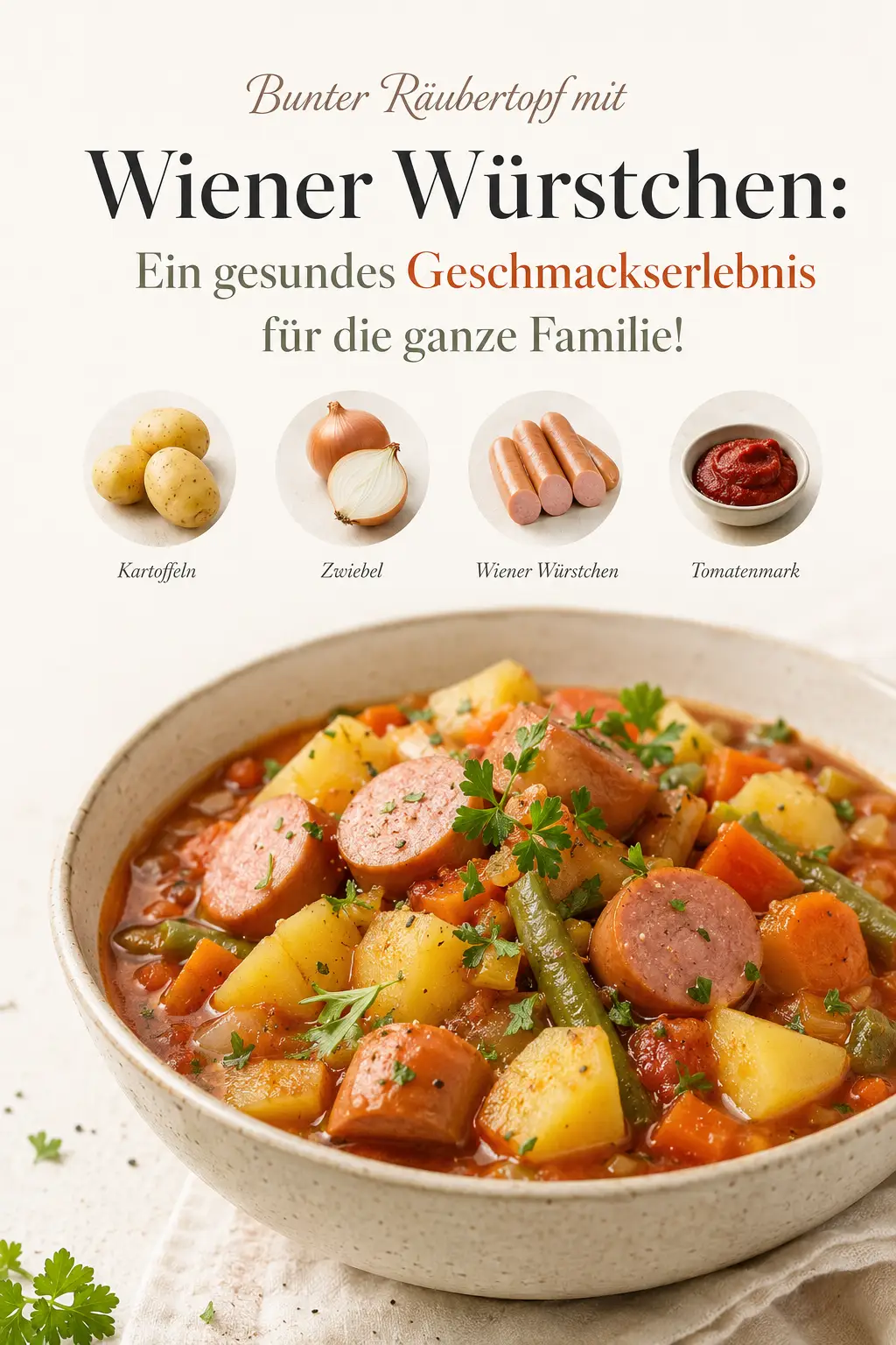 Bunter Räubertopf mit Wiener Würstchen: Ein gesundes Geschmackserlebnis für die ganze Familie!