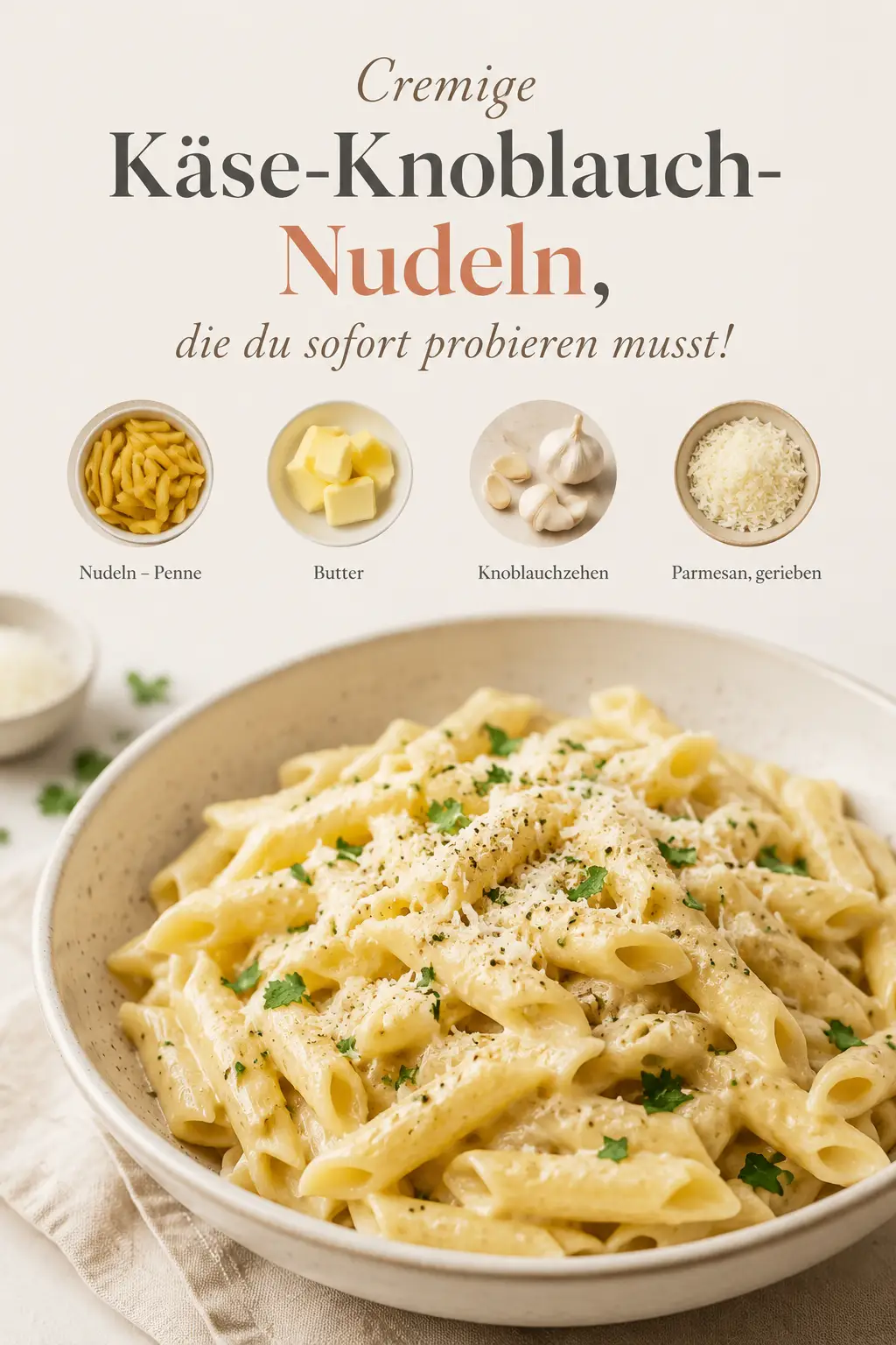 Cremige Käse-Knoblauch-Nudeln, die du sofort probieren musst!