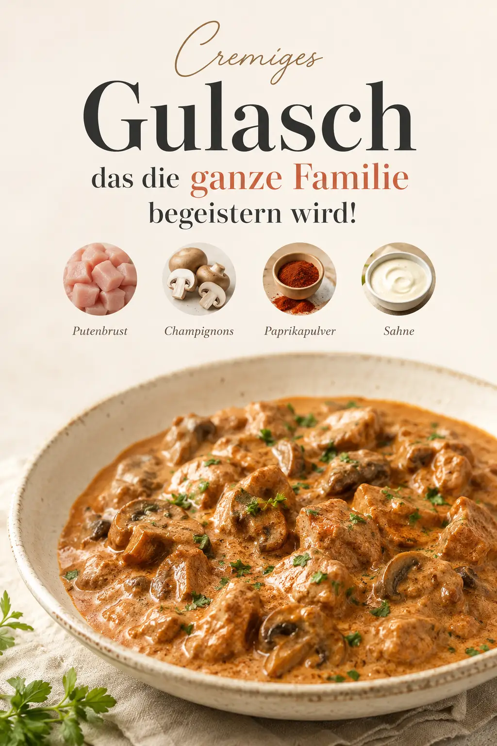 Cremiges Gulasch, das die ganze Familie begeistern wird!