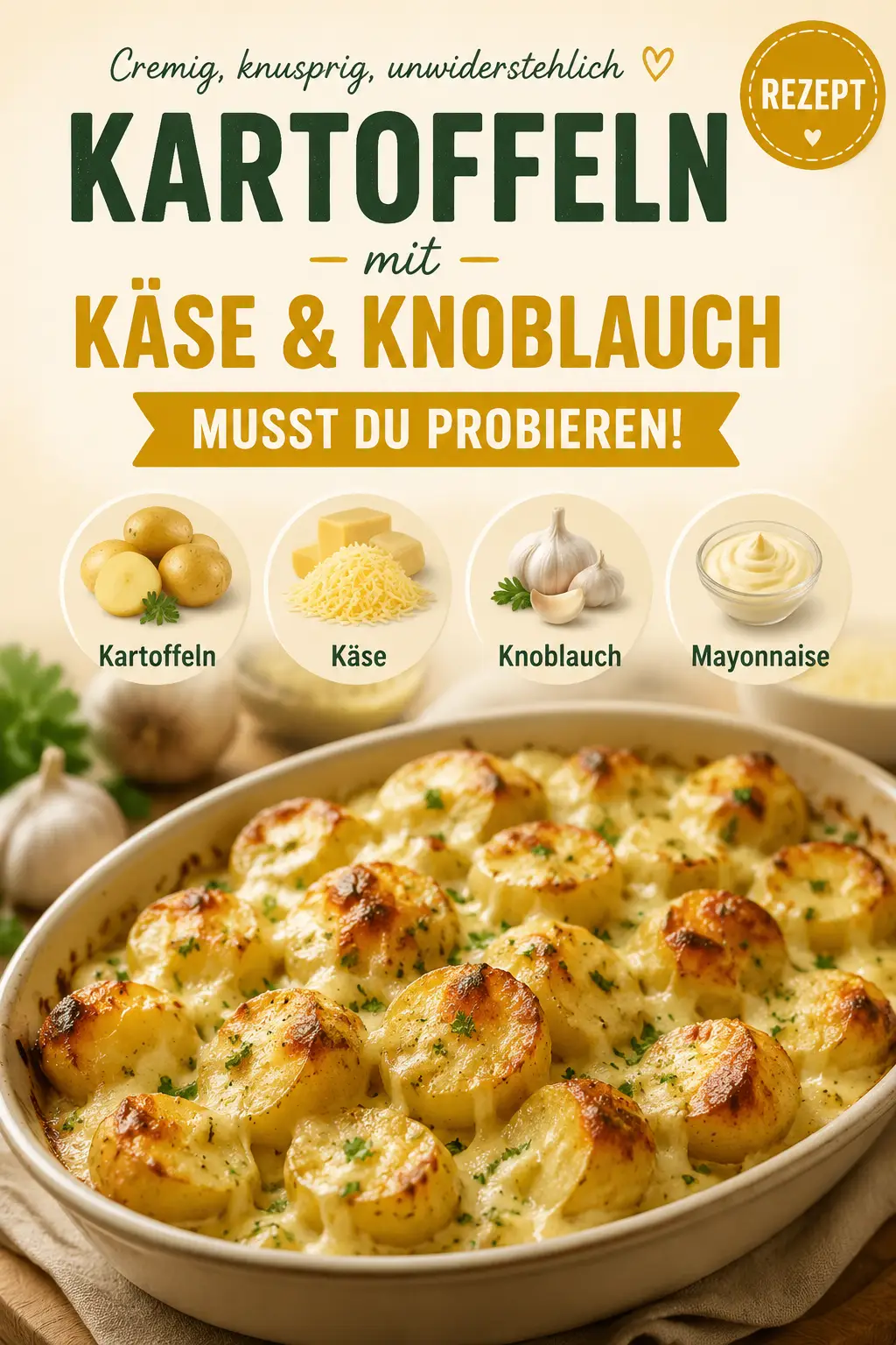 Diese Kartoffeln mit Käse und Knoblauch musst du probieren!