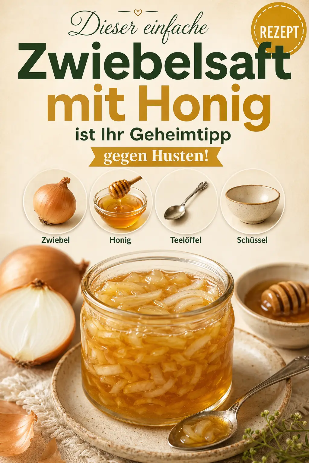 Dieser einfache Zwiebelsaft mit Honig ist Ihr Geheimtipp gegen Husten!