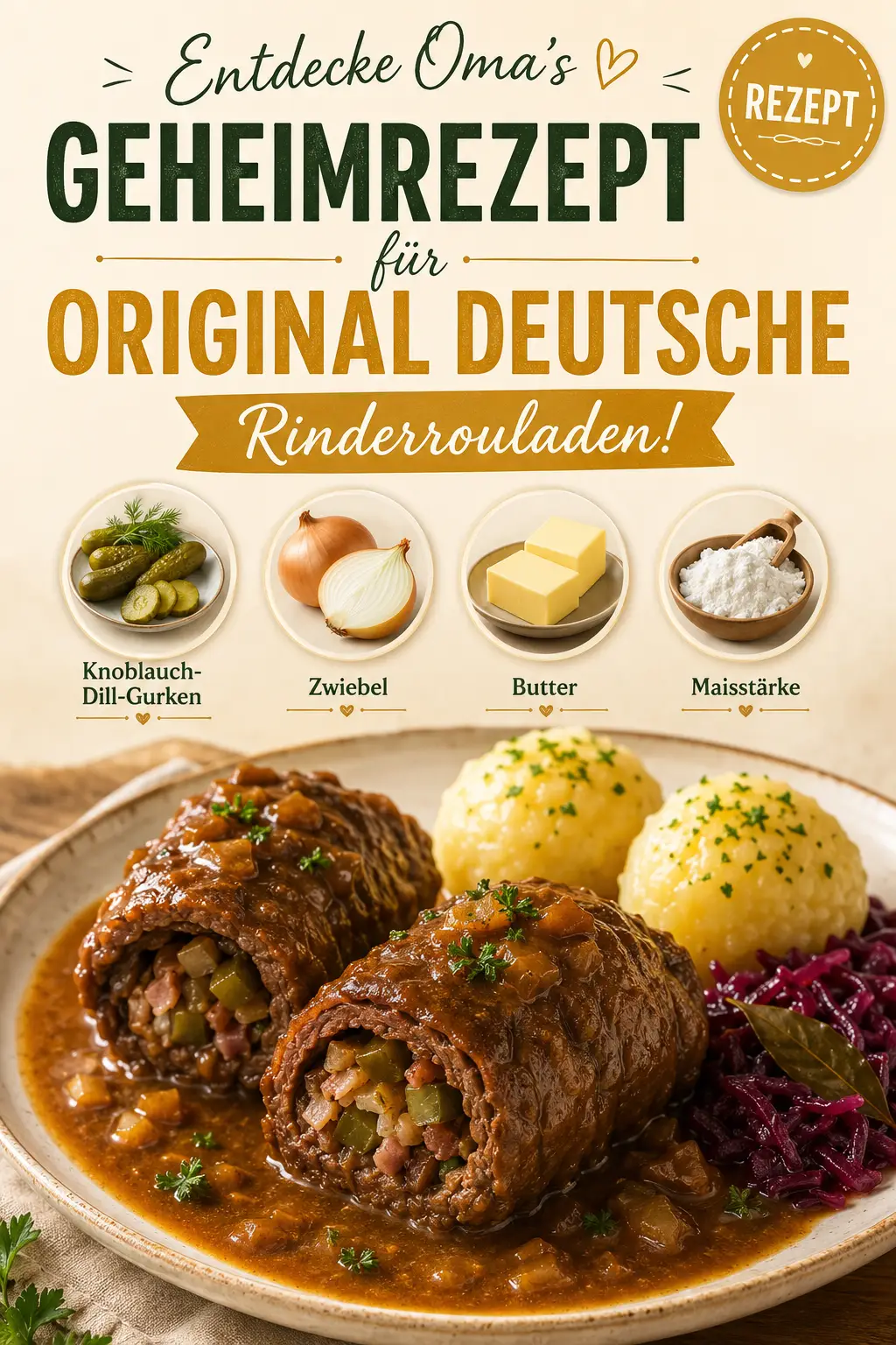 Entdecke Oma’s Geheimrezept für Original deutsche Rinderrouladen!