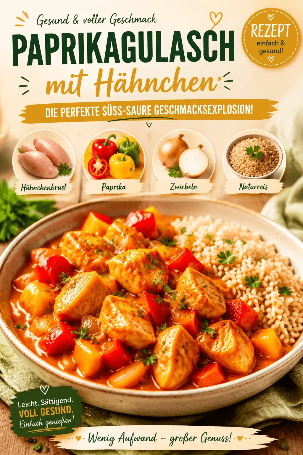 Gesundes Paprikagulasch mit Hähnchen: Die perfekte süß-saure Geschmacksexplosion!