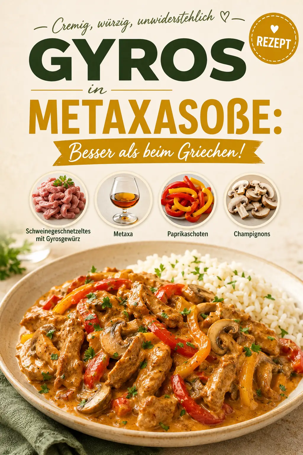 Gyros in Metaxasoße: Besser als beim Griechen!