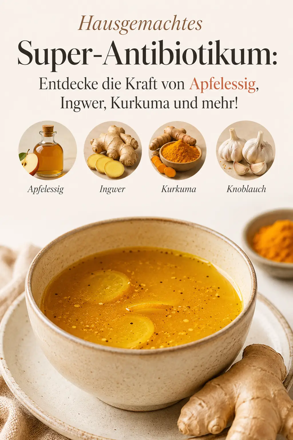 Hausgemachtes Super-Antibiotikum: Entdecke die Kraft von Apfelessig, Ingwer, Kurkuma und mehr!