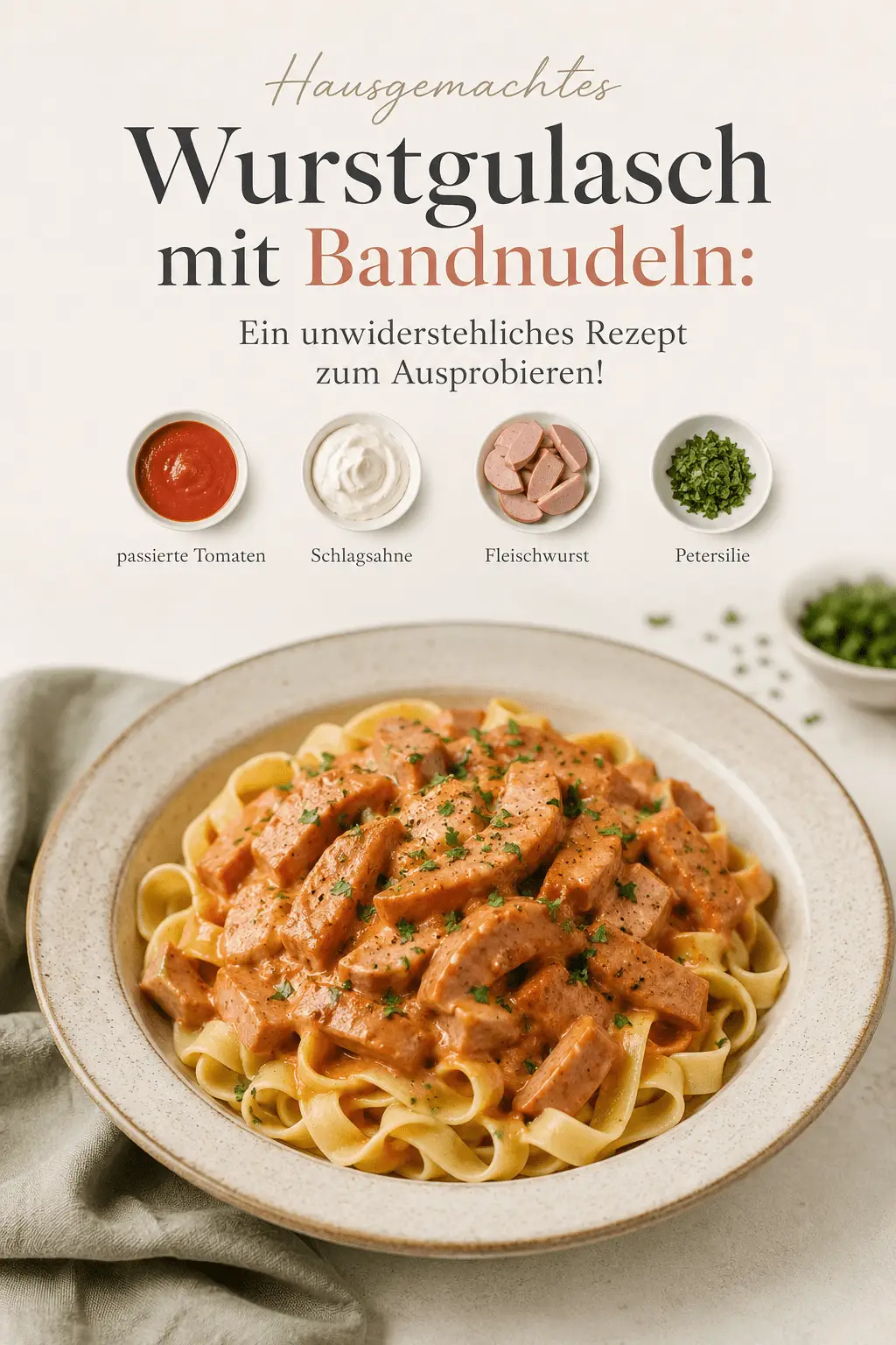 Hausgemachtes Wurstgulasch mit Bandnudeln: Ein unwiderstehliches Rezept zum Ausprobieren!