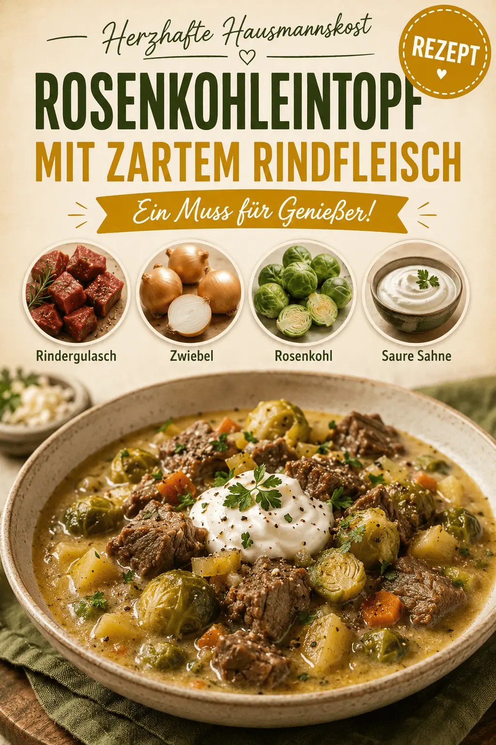 Herzhafter Rosenkohleintopf mit zartem Rindfleisch – Ein Muss für Genießer!