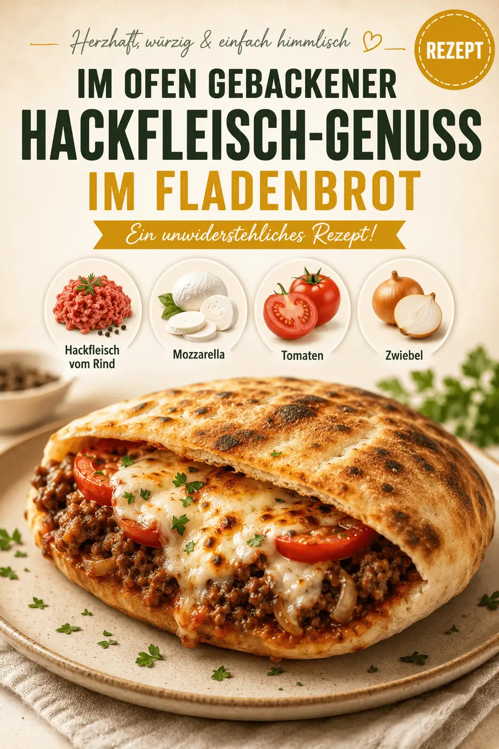 Im Ofen gebackener Hackfleisch-Genuss im Fladenbrot - Ein unwiderstehliches Rezept!