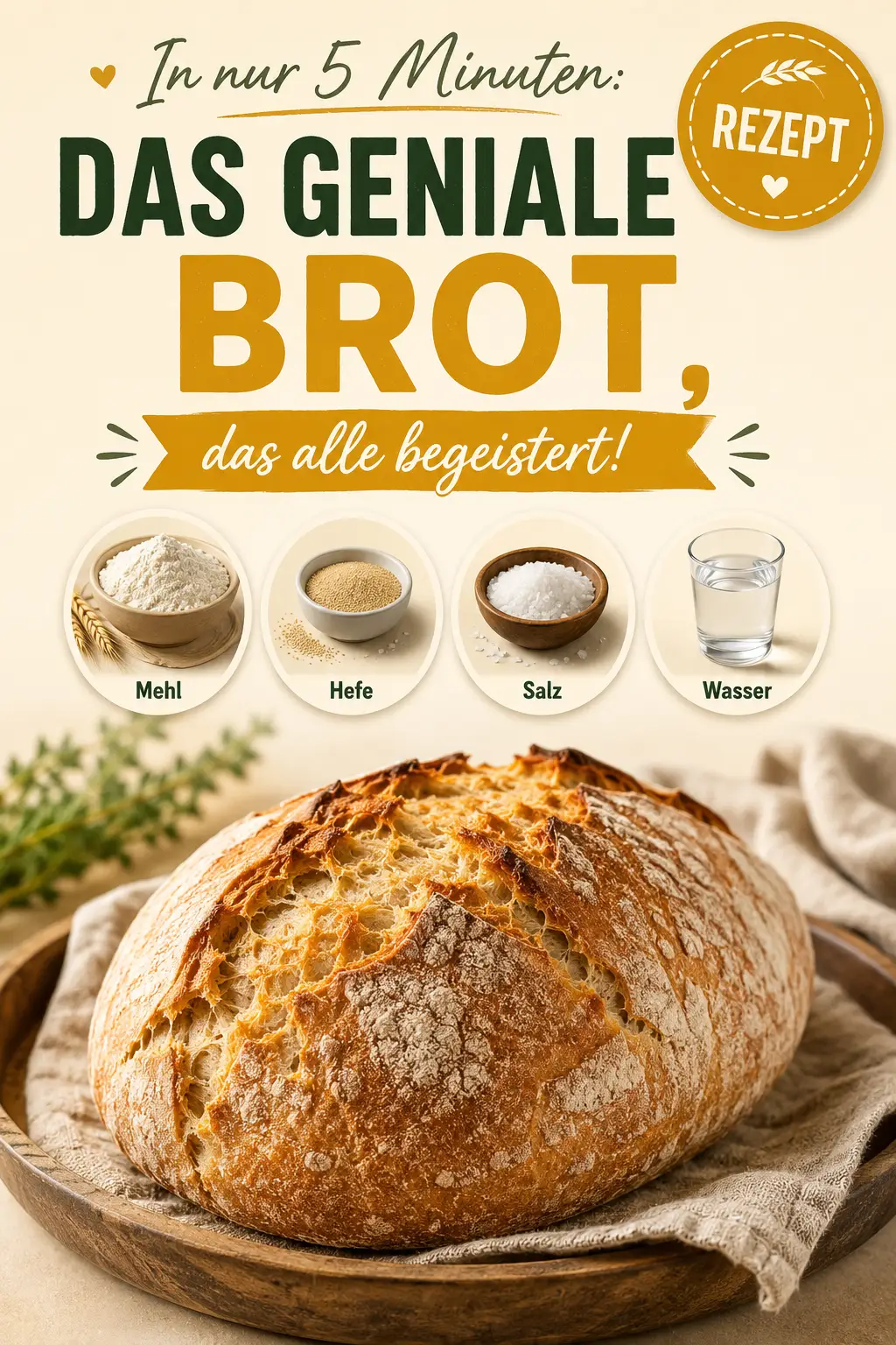 In nur 5 Minuten: Das geniale Brot, das alle begeistert!