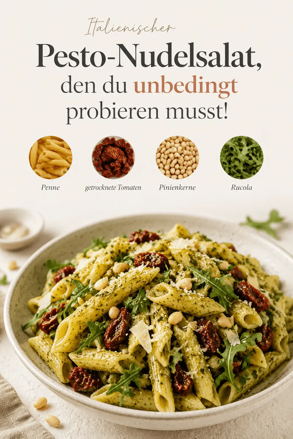 Italienischer Pesto-Nudelsalat, den du unbedingt probieren musst!