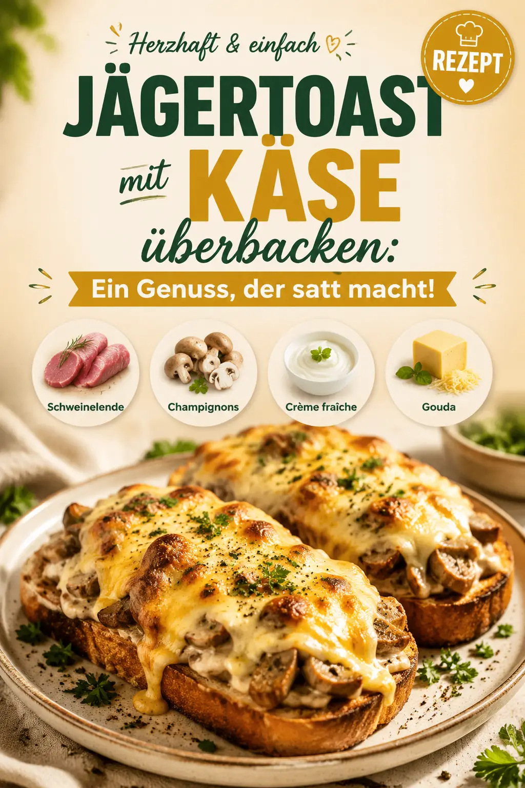 Jägertoast mit Käse überbacken: Ein Genuss, der satt macht!