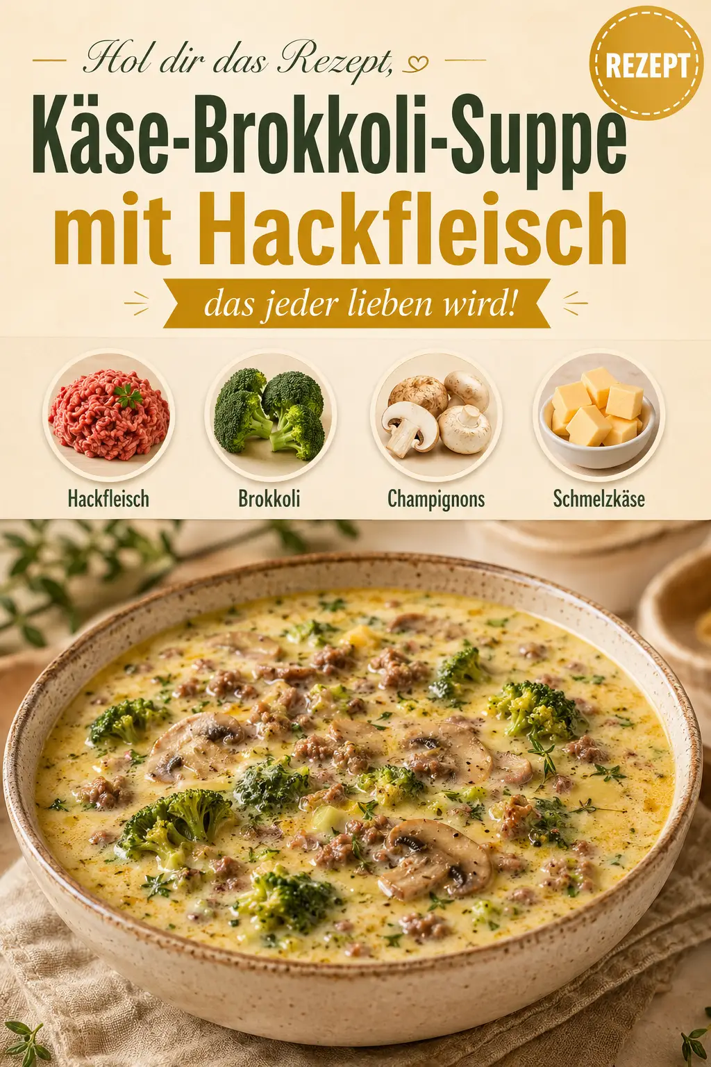 Käse-Brokkoli-Suppe mit Hackfleisch: Hol dir das Rezept, das jeder lieben wird!