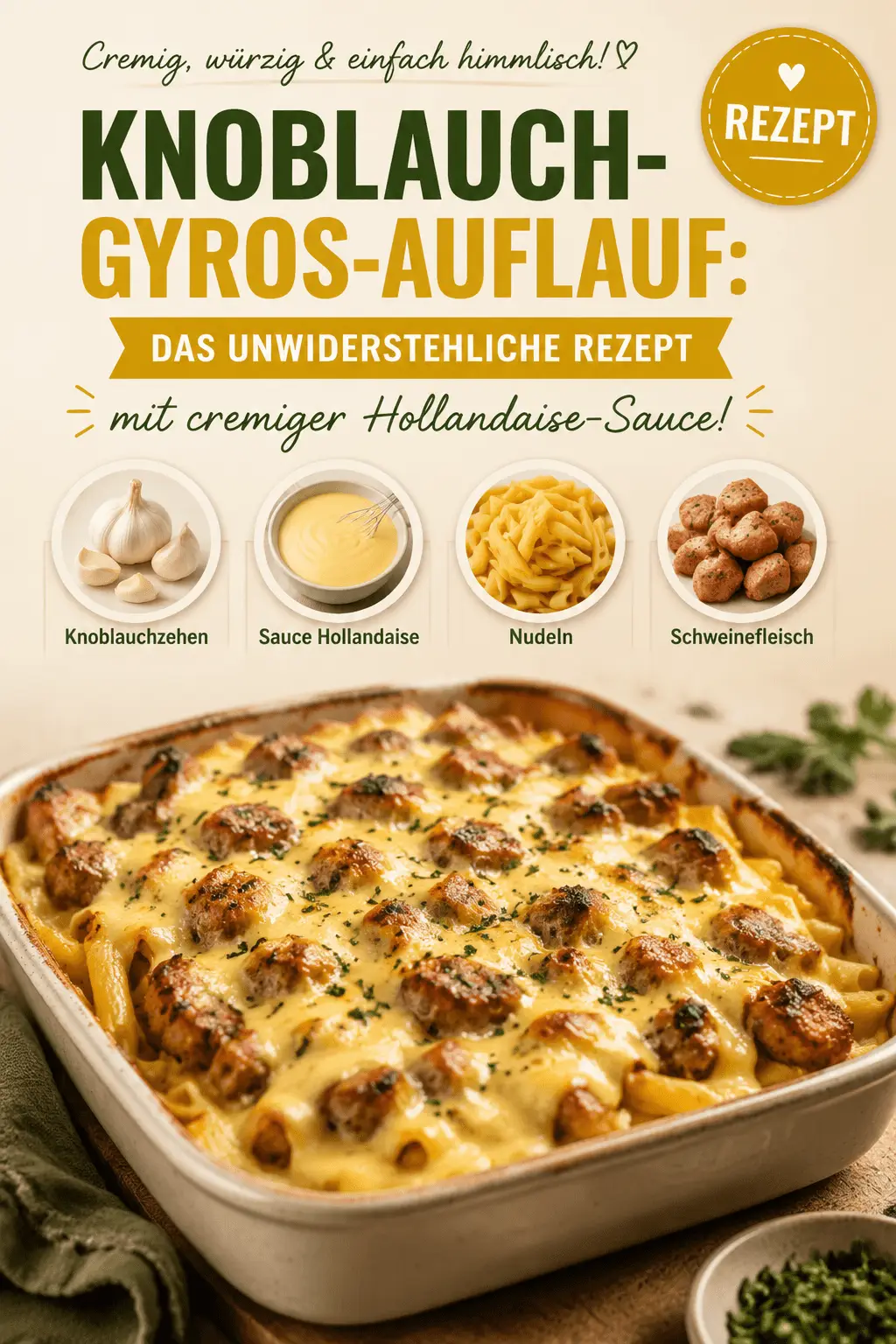 Knoblauch-Gyros-Auflauf: Das unwiderstehliche Rezept mit cremiger Hollandaise-Sauce!