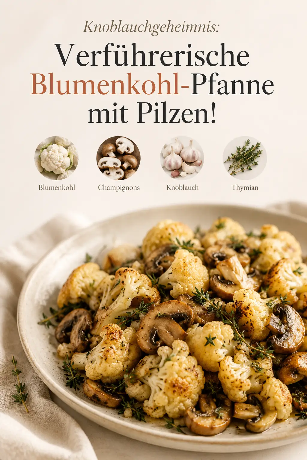 Knoblauchgeheimnis: Verführerische Blumenkohl-Pfanne mit Pilzen!