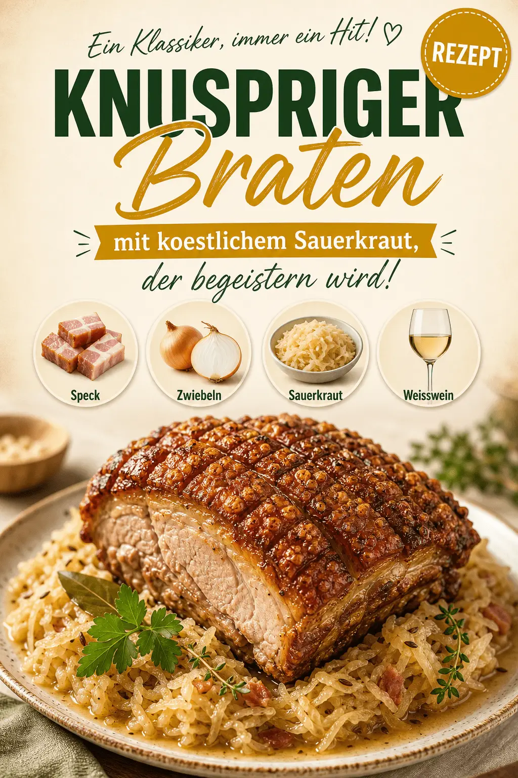 Knuspriger Braten mit köstlichem Sauerkraut, der begeistern wird!