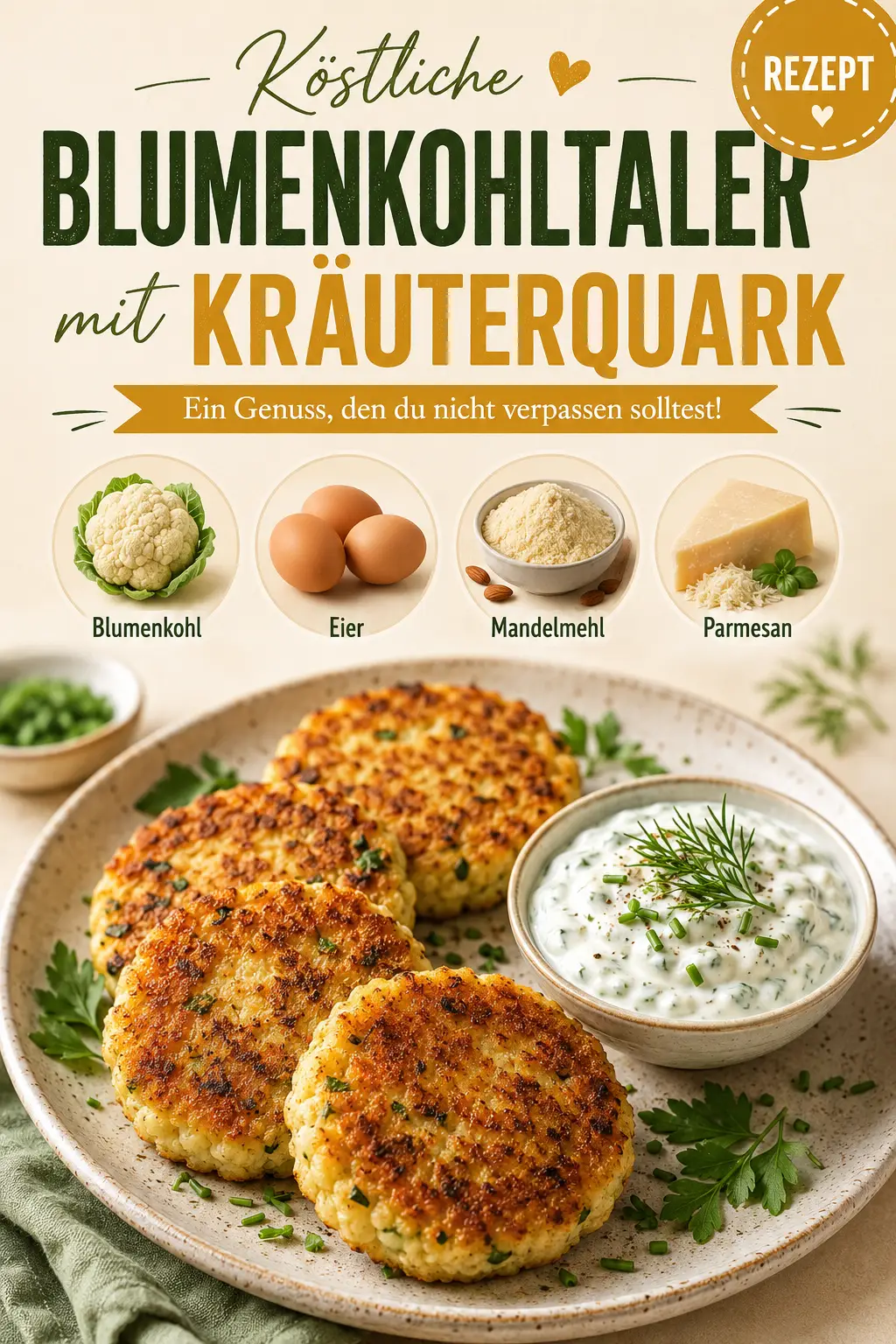 Köstliche Blumenkohltaler mit Kräuterquark – Ein Genuss, den du nicht verpassen solltest!