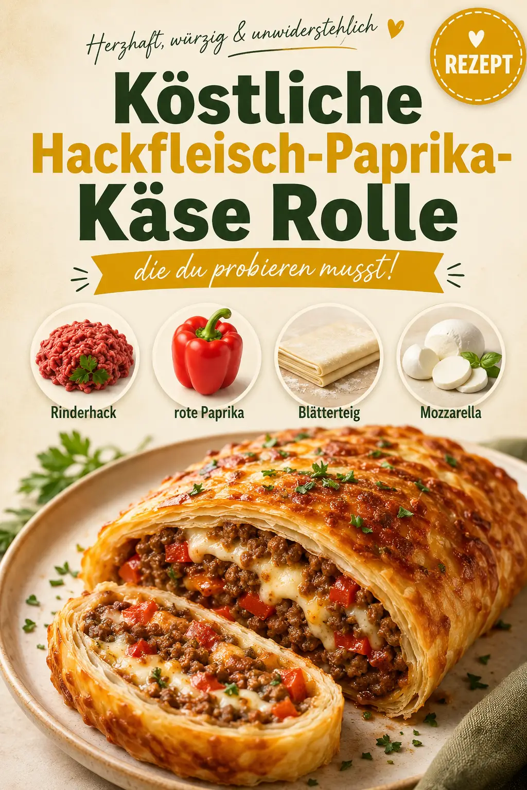 Köstliche Hackfleisch-Paprika-Käse Rolle, die du probieren musst!