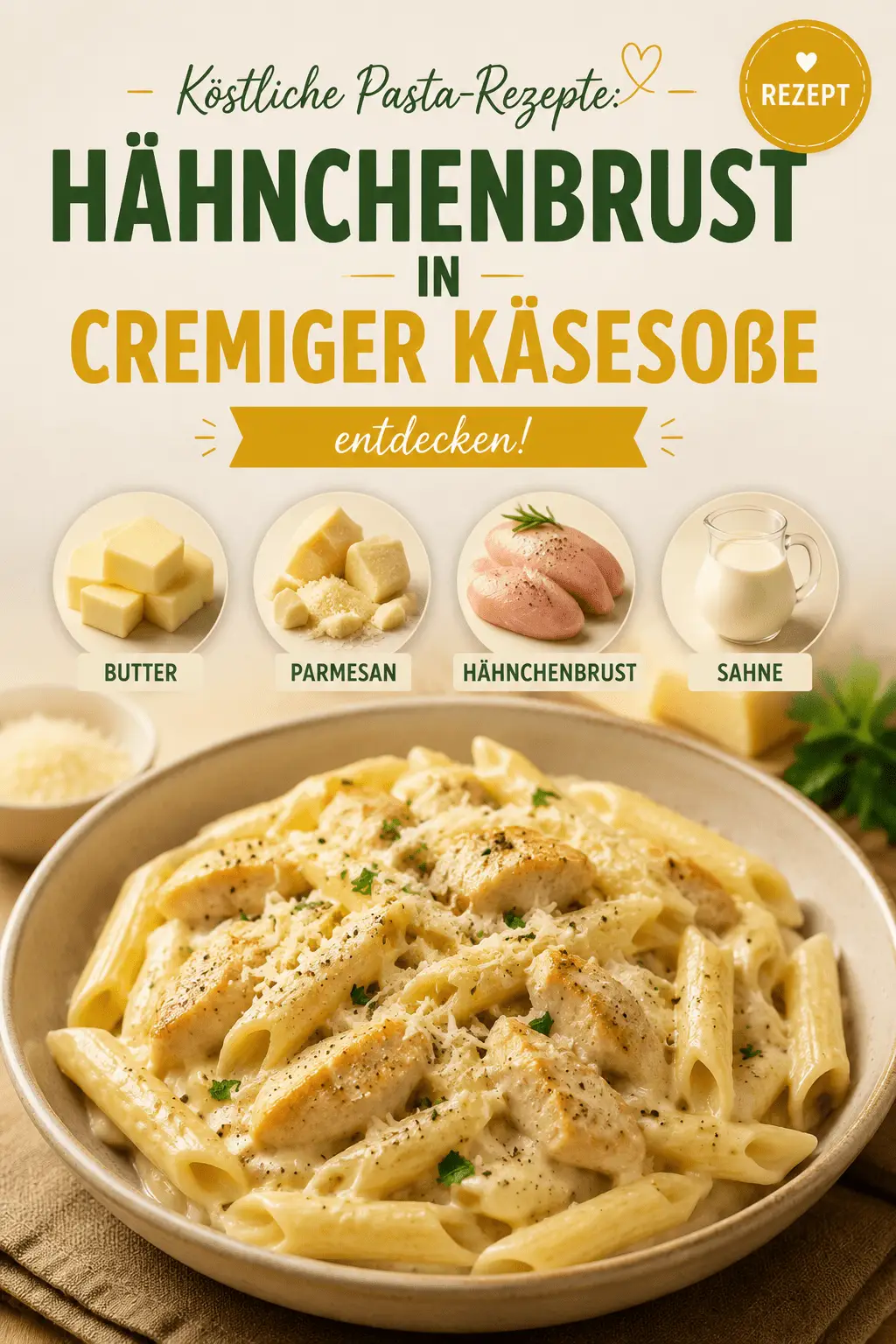 Köstliche Pasta-Rezepte: Hähnchenbrust in cremiger Käsesoße entdecken!