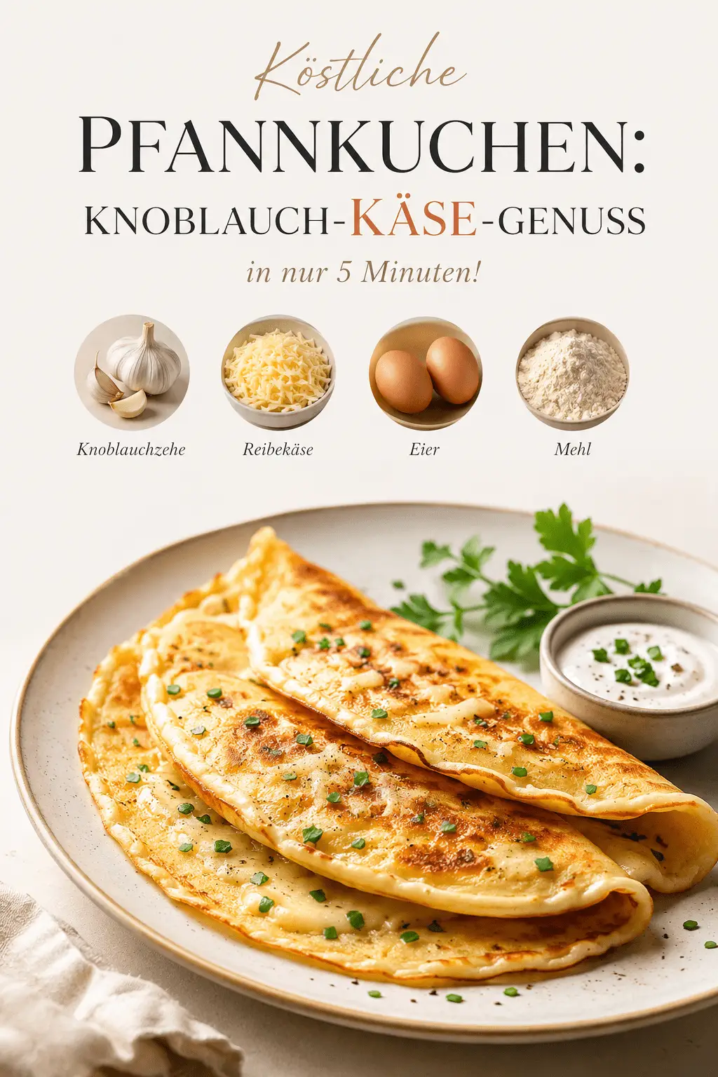 Köstliche Pfannkuchen: Knoblauch-Käse-Genuss in nur 5 Minuten!
