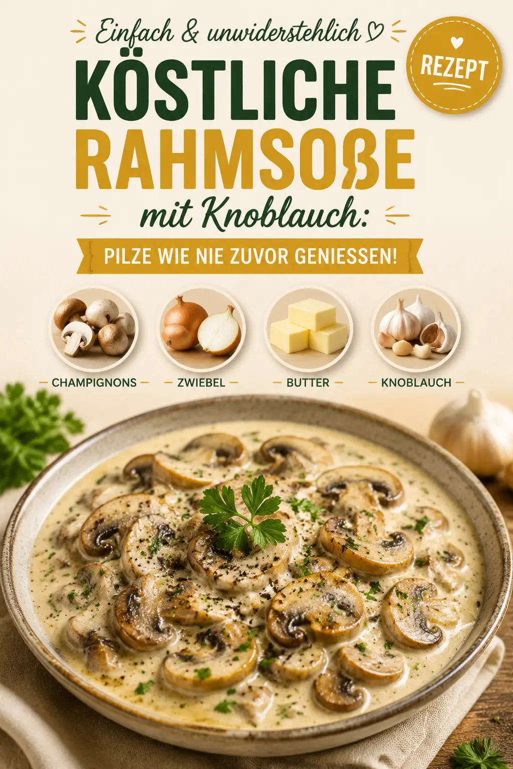 Köstliche Rahmsoße mit Knoblauch: Pilze wie nie zuvor genießen!