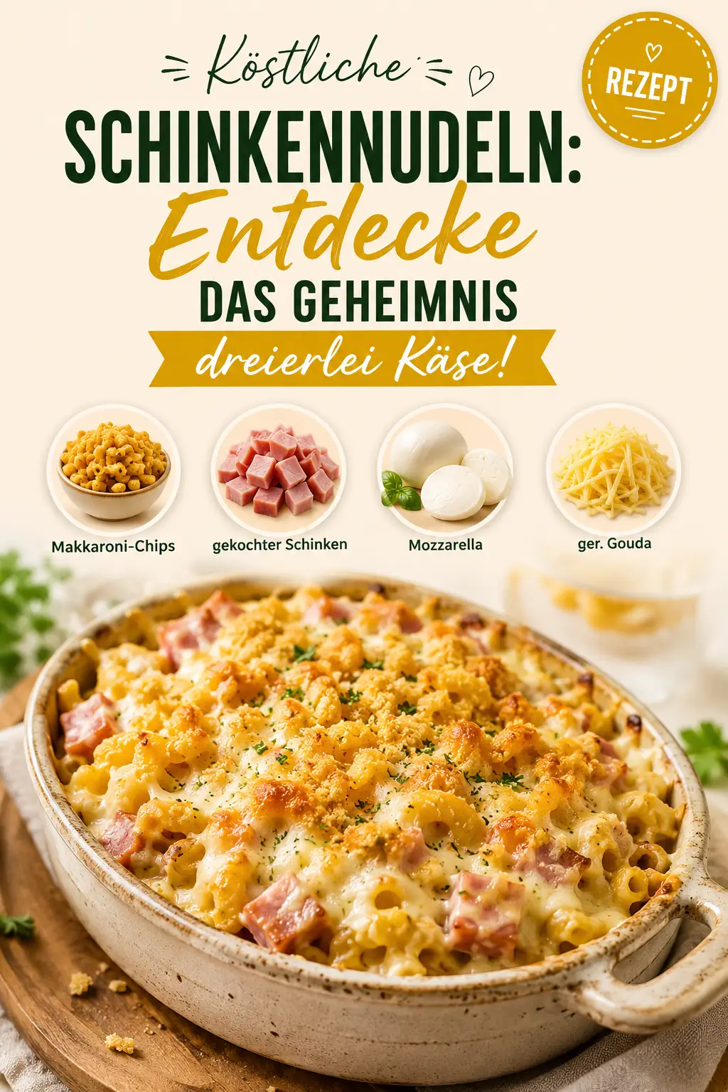 Köstliche Schinkennudeln: Entdecke das Geheimnis dreierlei Käse!