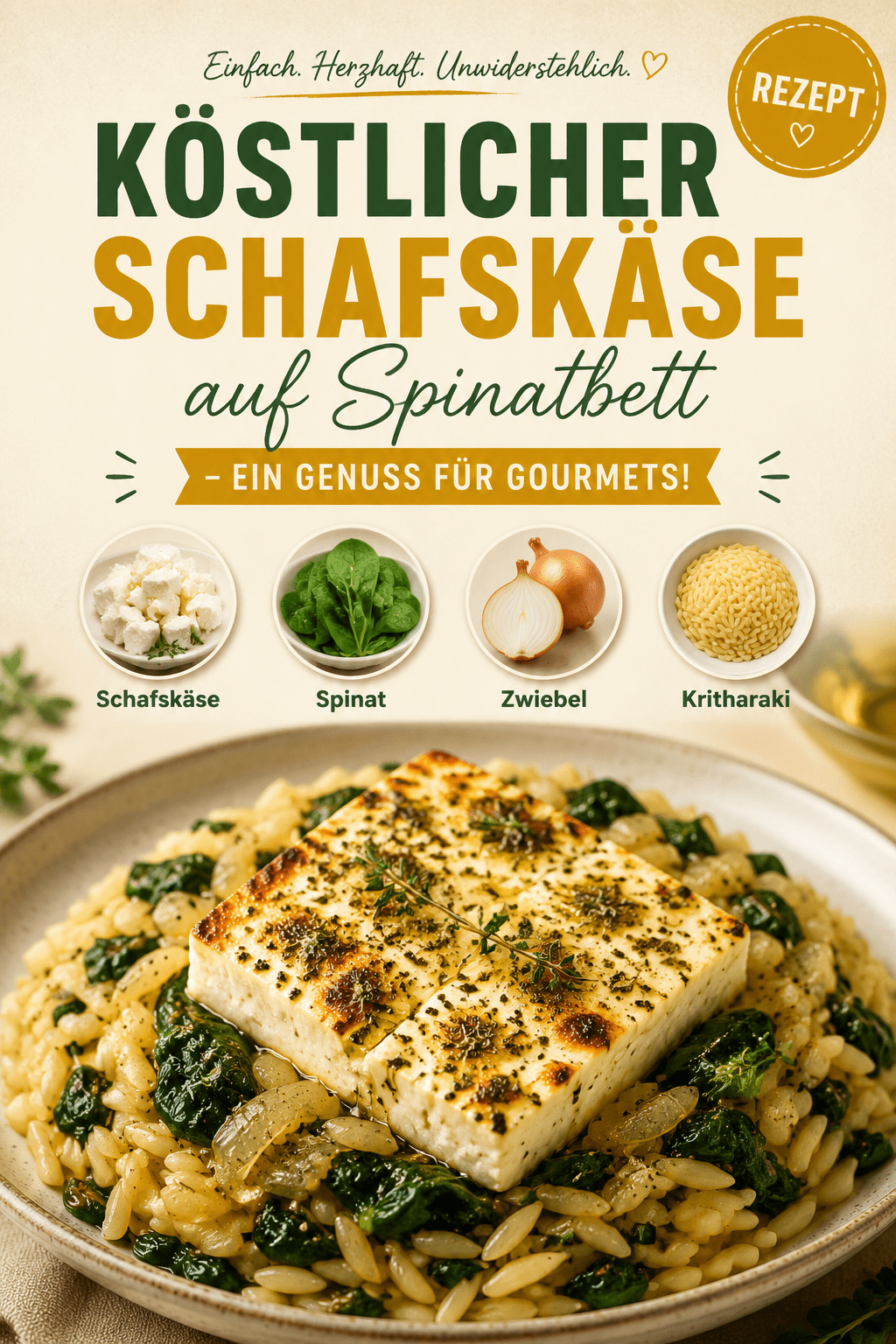 Köstlicher Schafskäse auf Spinatbett – Ein Genuss für Gourmets!