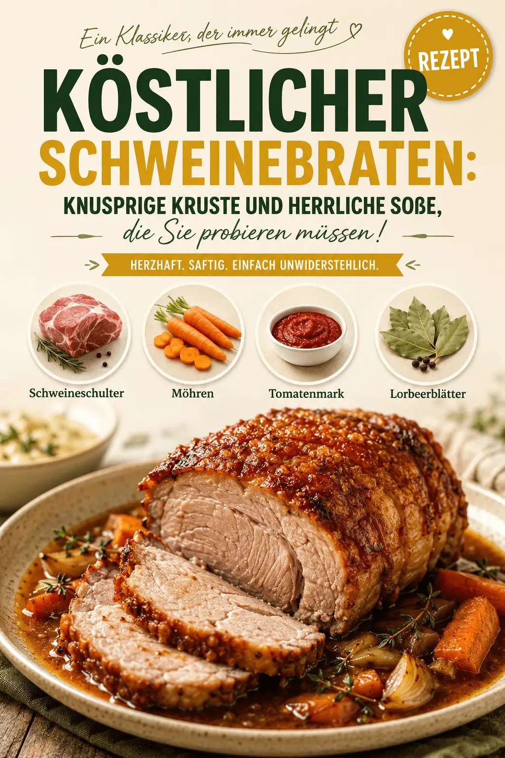Köstlicher Schweinebraten: Knusprige Kruste und herrliche Soße, die Sie probieren müssen!
