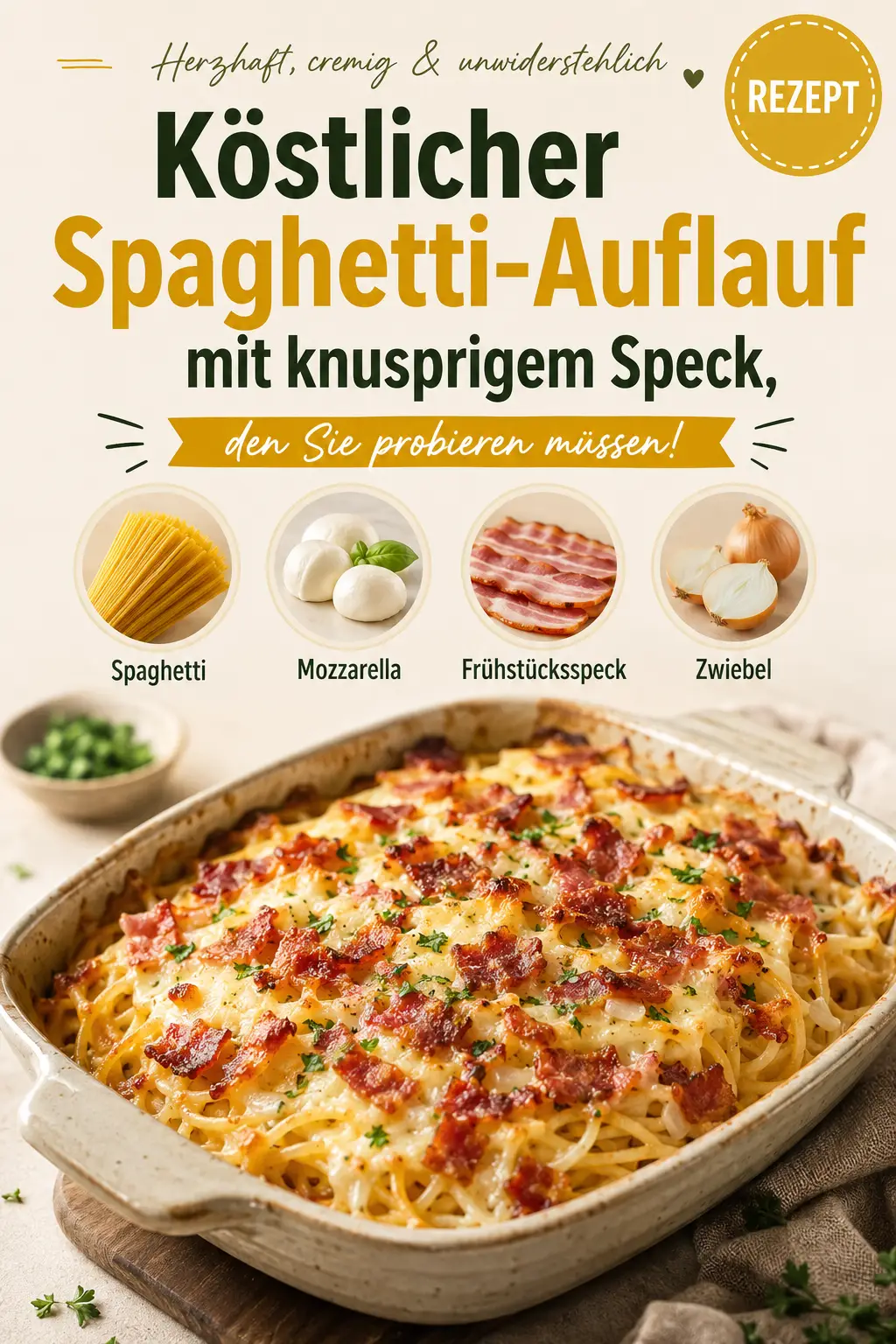 Köstlicher Spaghetti-Auflauf mit knusprigem Speck, den Sie probieren müssen!