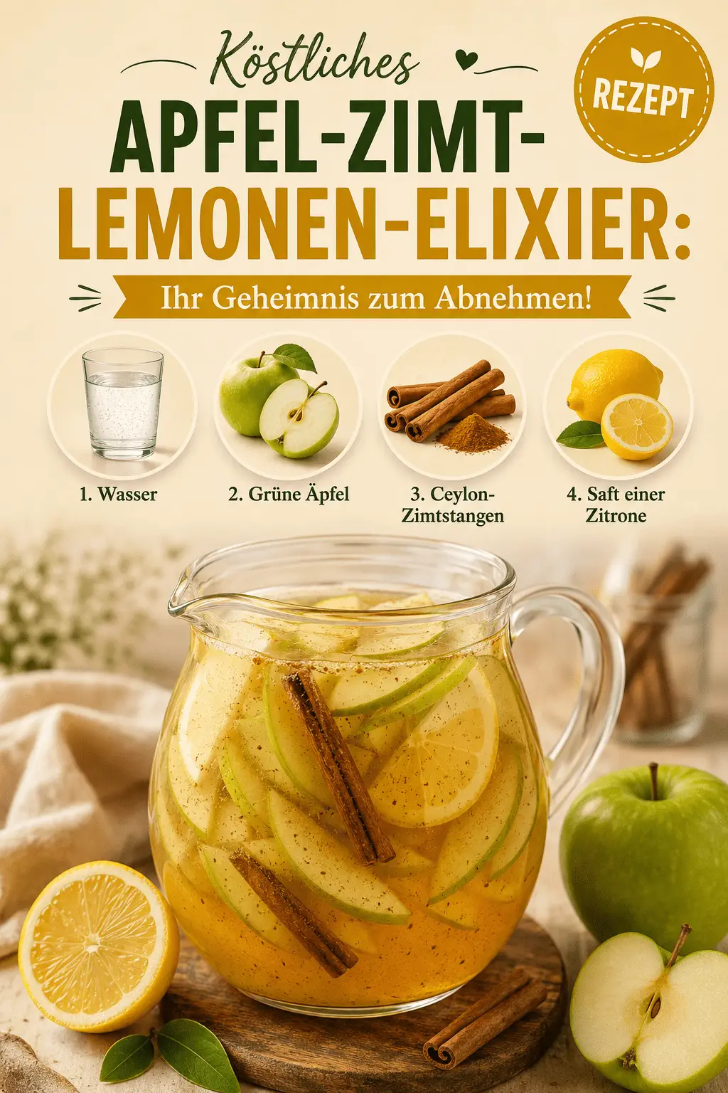 Köstliches Apfel-Zimt-Lemonen-Elixier: Ihr Geheimnis zum Abnehmen!