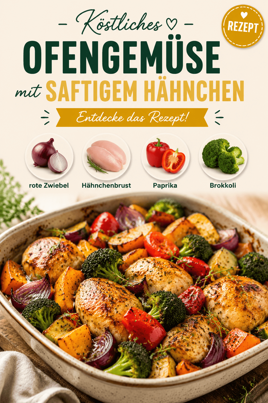 Köstliches Ofengemüse mit saftigem Hähnchen - Entdecke das Rezept!