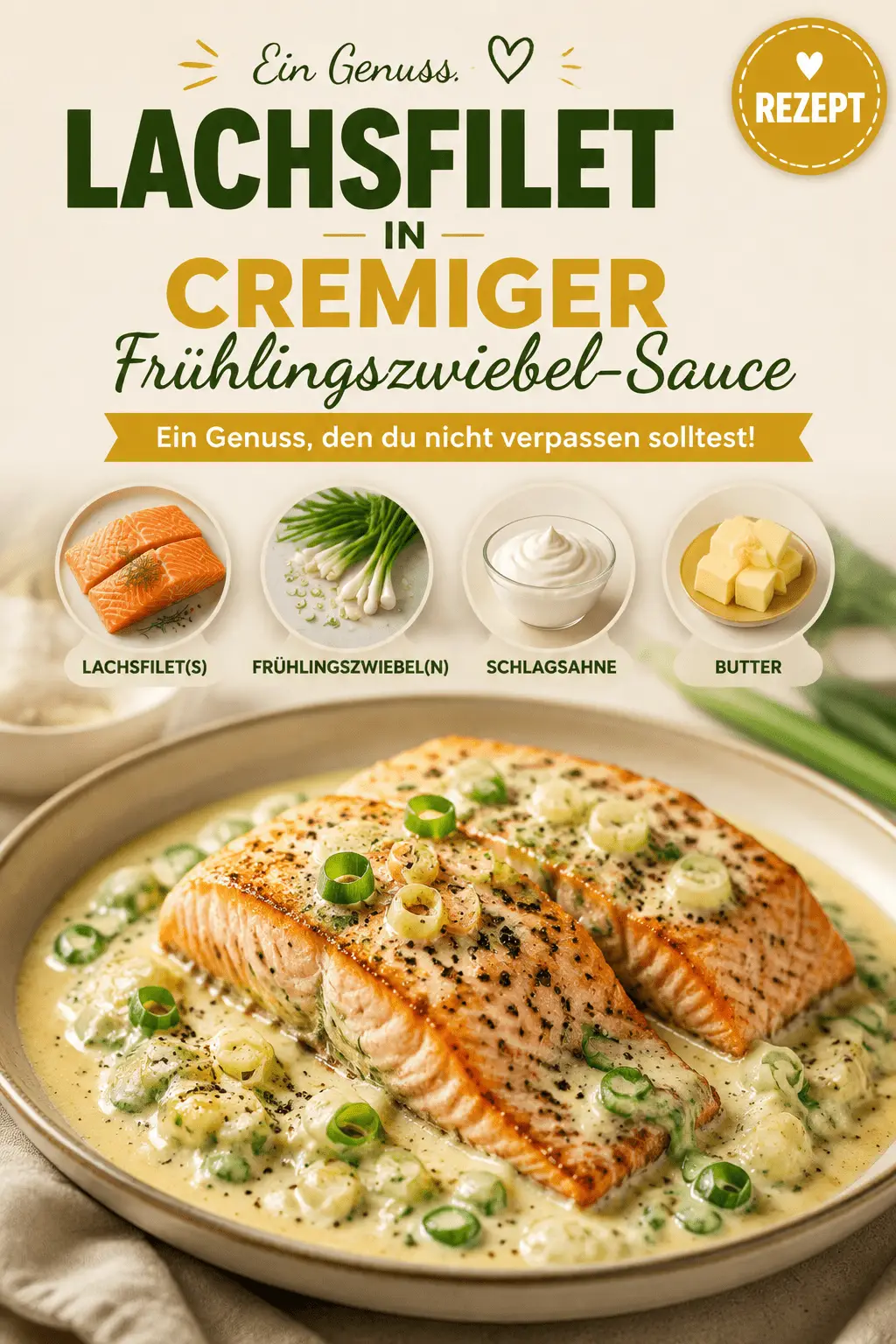 Lachsfilet in cremiger Frühlingszwiebel-Sauce – Ein Genuss, den du nicht verpassen solltest!