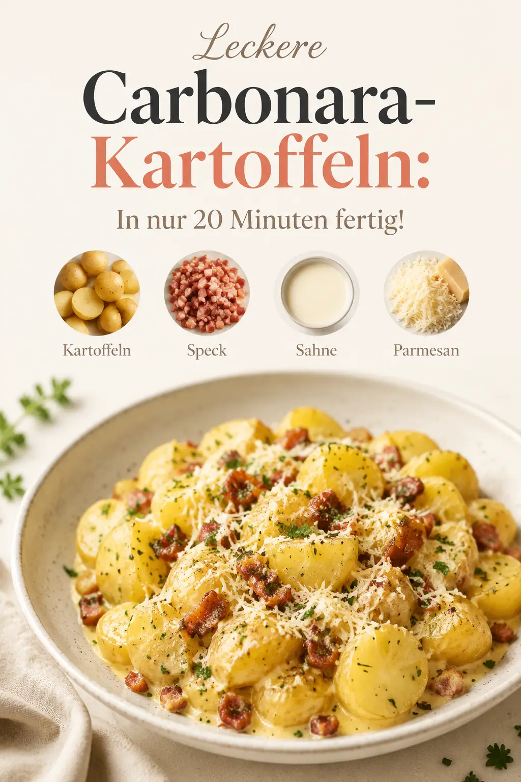 Leckere Carbonara-Kartoffeln: In nur 20 Minuten fertig!