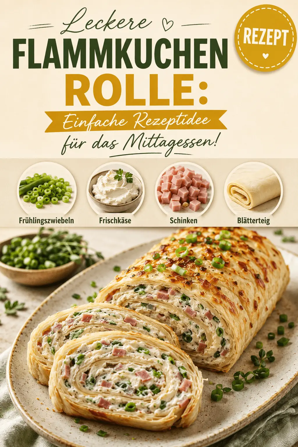 Leckere Flammkuchenrolle: Einfache Rezeptidee für das Mittagessen!