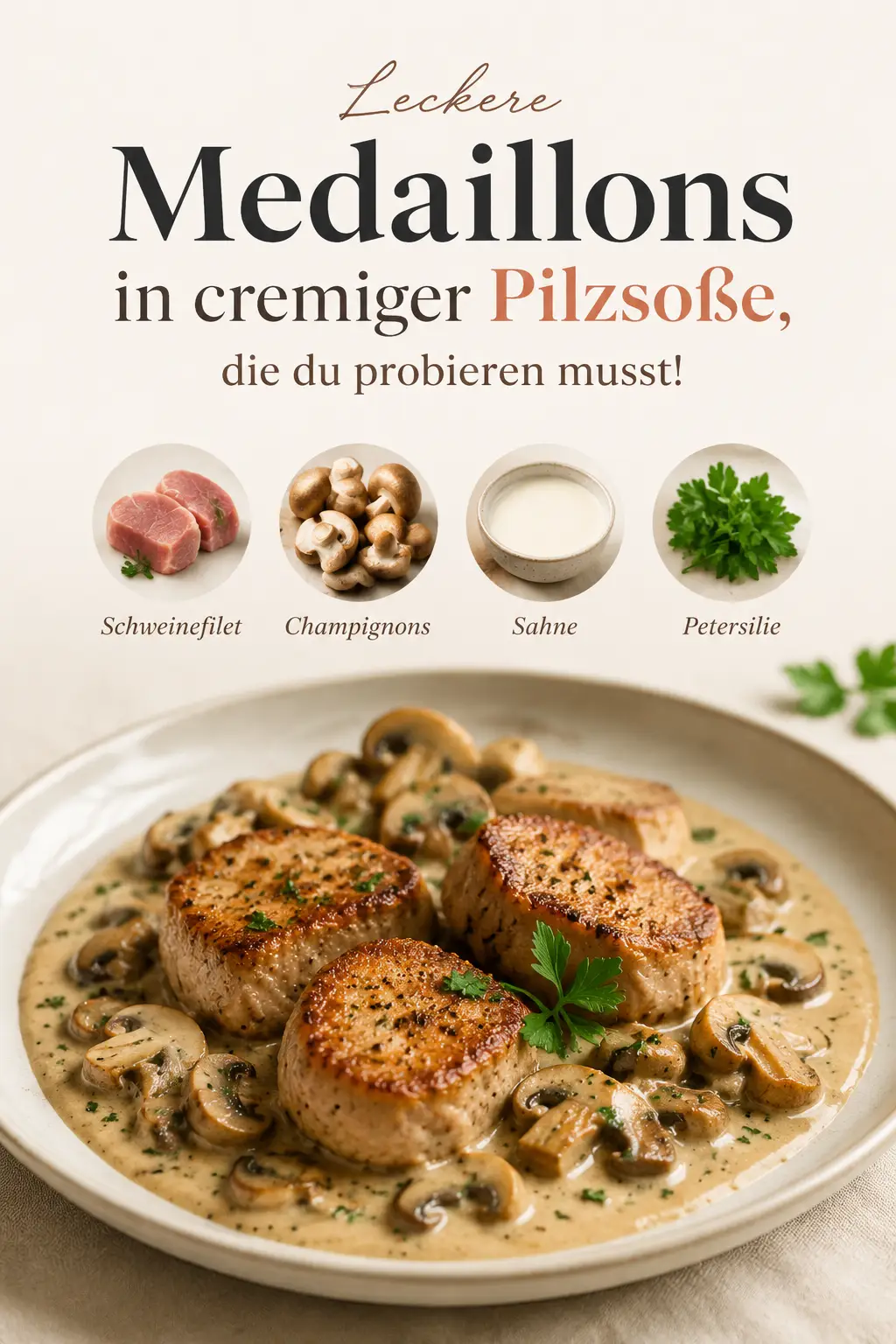 Leckere Medaillons in cremiger Pilzsoße, die du probieren musst!