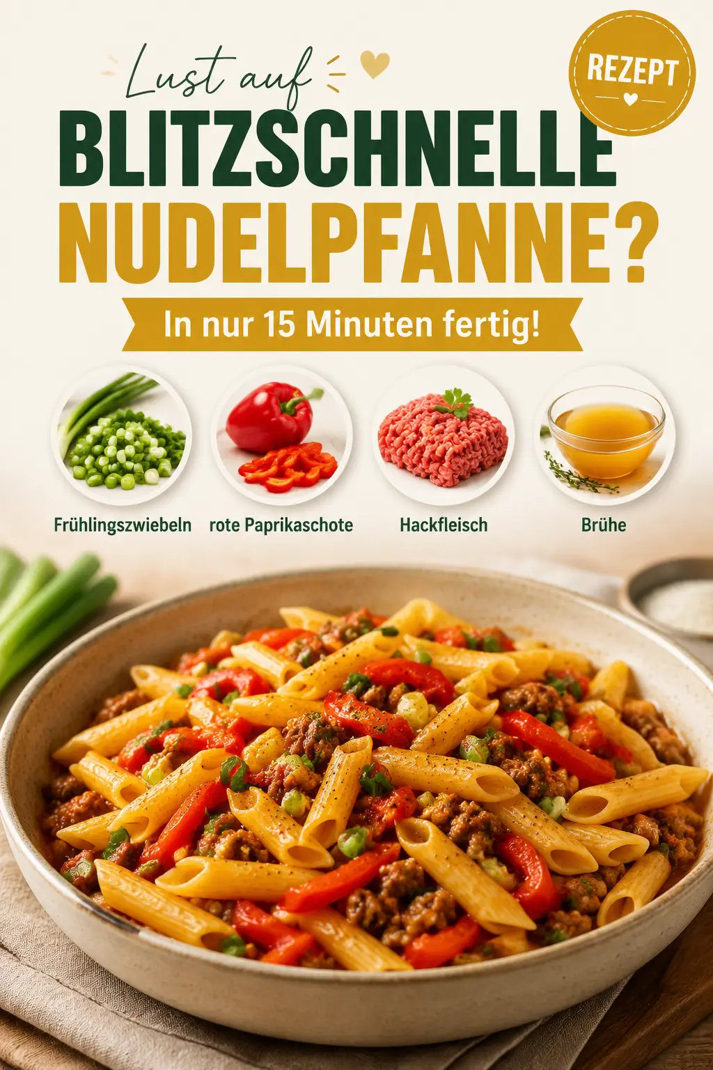 Lust auf blitzschnelle Nudelpfanne? In nur 15 Minuten fertig!