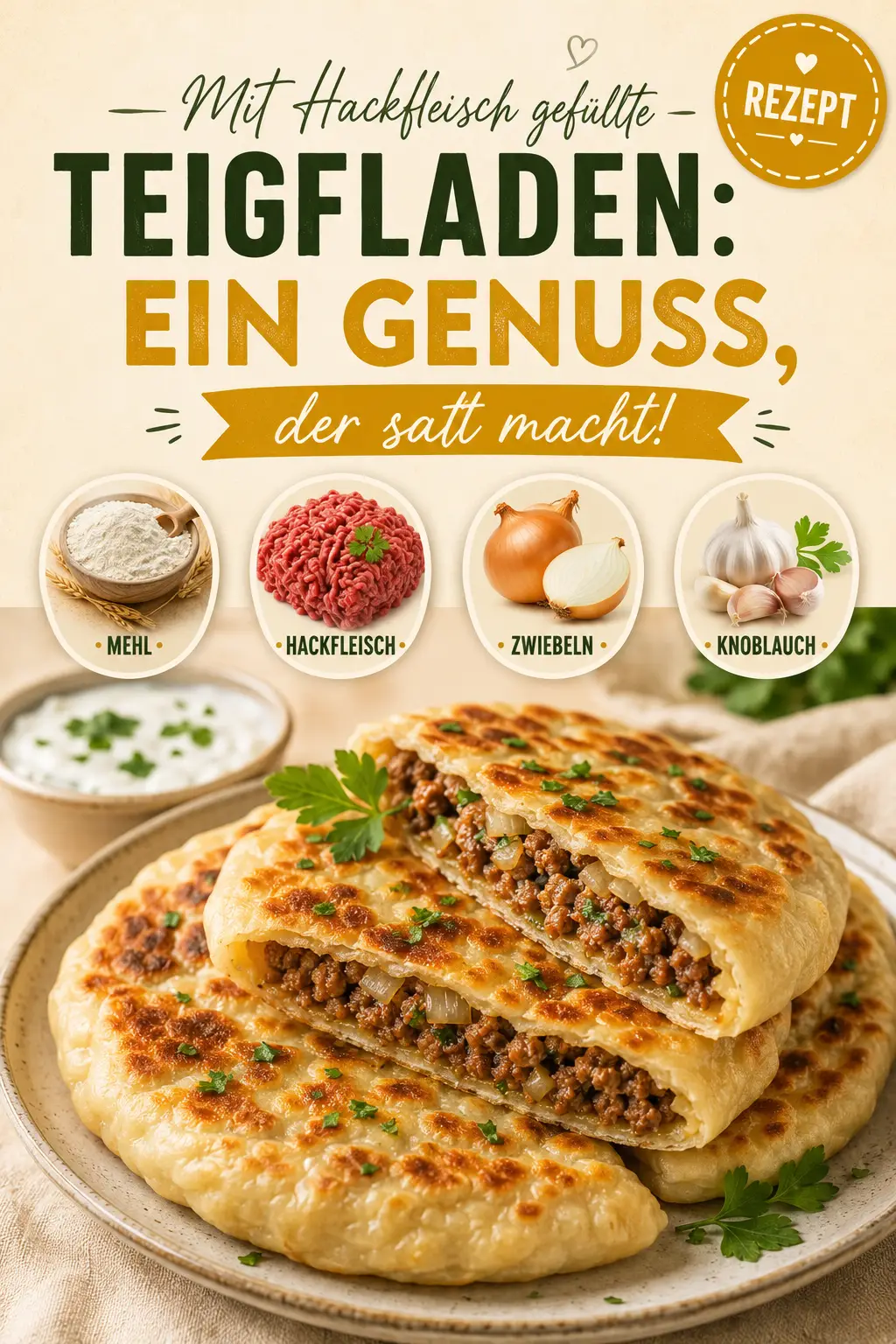 Mit Hackfleisch gefüllte Teigfladen: Ein Genuss, der satt macht!