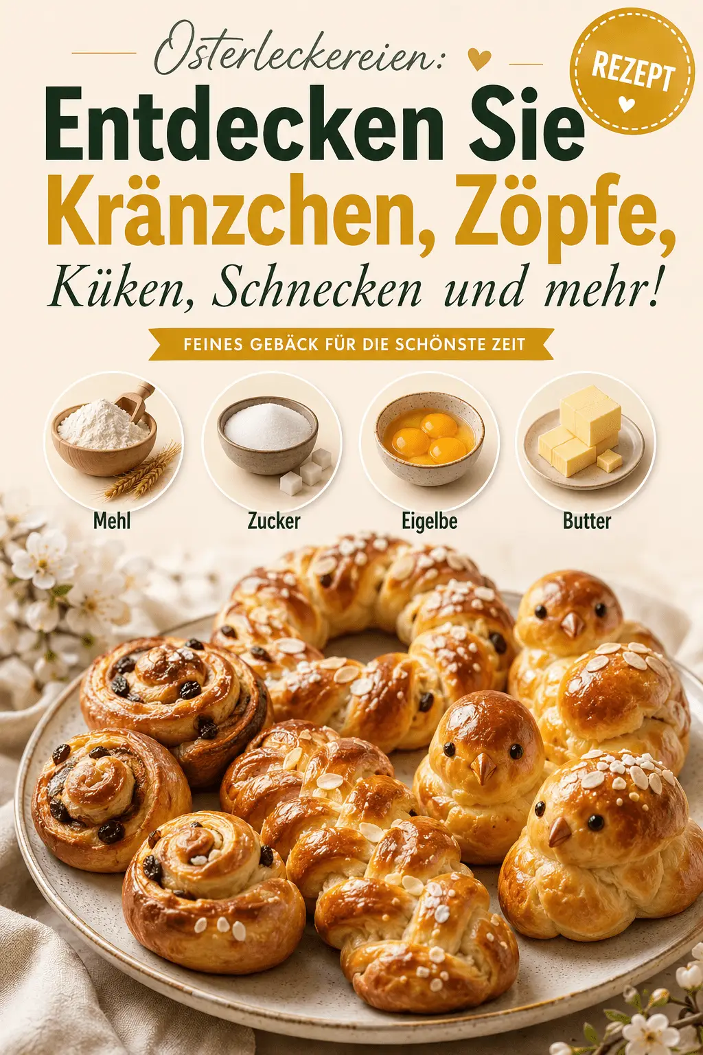 Osterleckereien: Entdecken Sie Kränzchen, Zöpfe, Küken, Schnecken und mehr!
