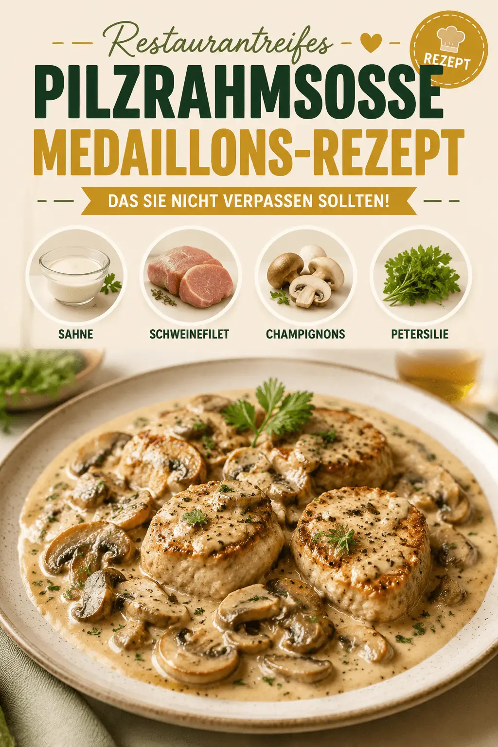 Restaurantreifes Pilzrahmsosse Medaillons-Rezept, das Sie nicht verpassen sollten!