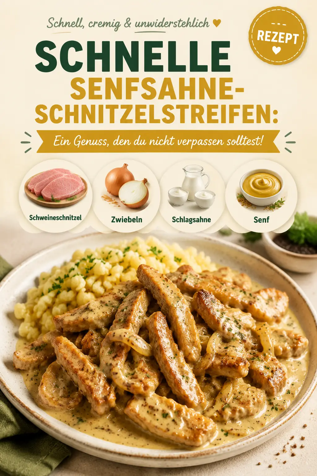 Schnelle Senfsahne-Schnitzelstreifen: Ein Genuss, den du nicht verpassen solltest!