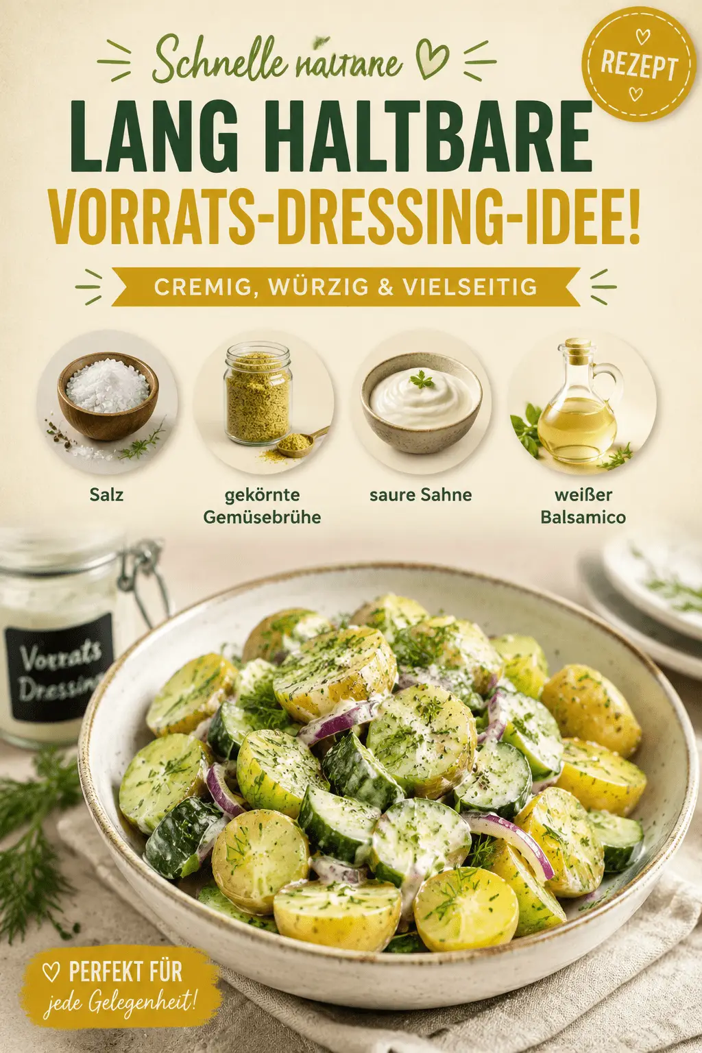Schnelle und lang haltbare Vorrats-Dressing-Idee!