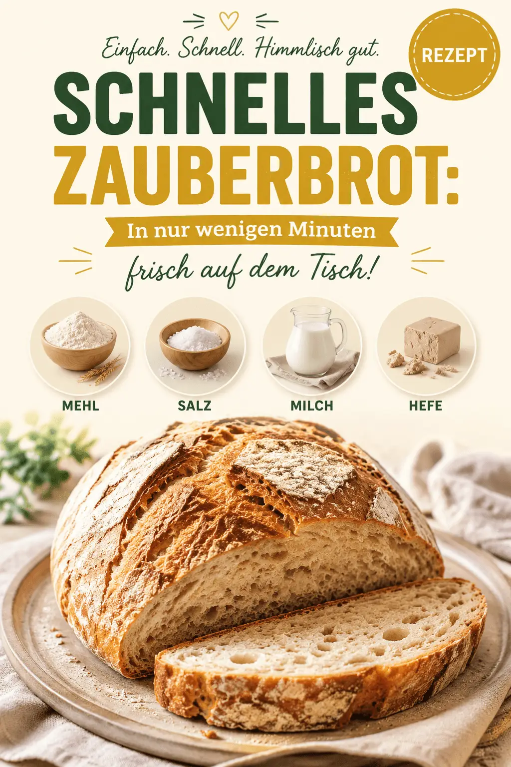 Schnelles Zauberbrot: In nur wenigen Minuten frisch auf dem Tisch!