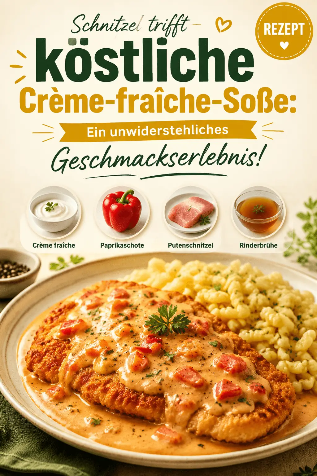 Schnitzel trifft köstliche Crème-fraîche-Soße: Ein unwiderstehliches Geschmackserlebnis!