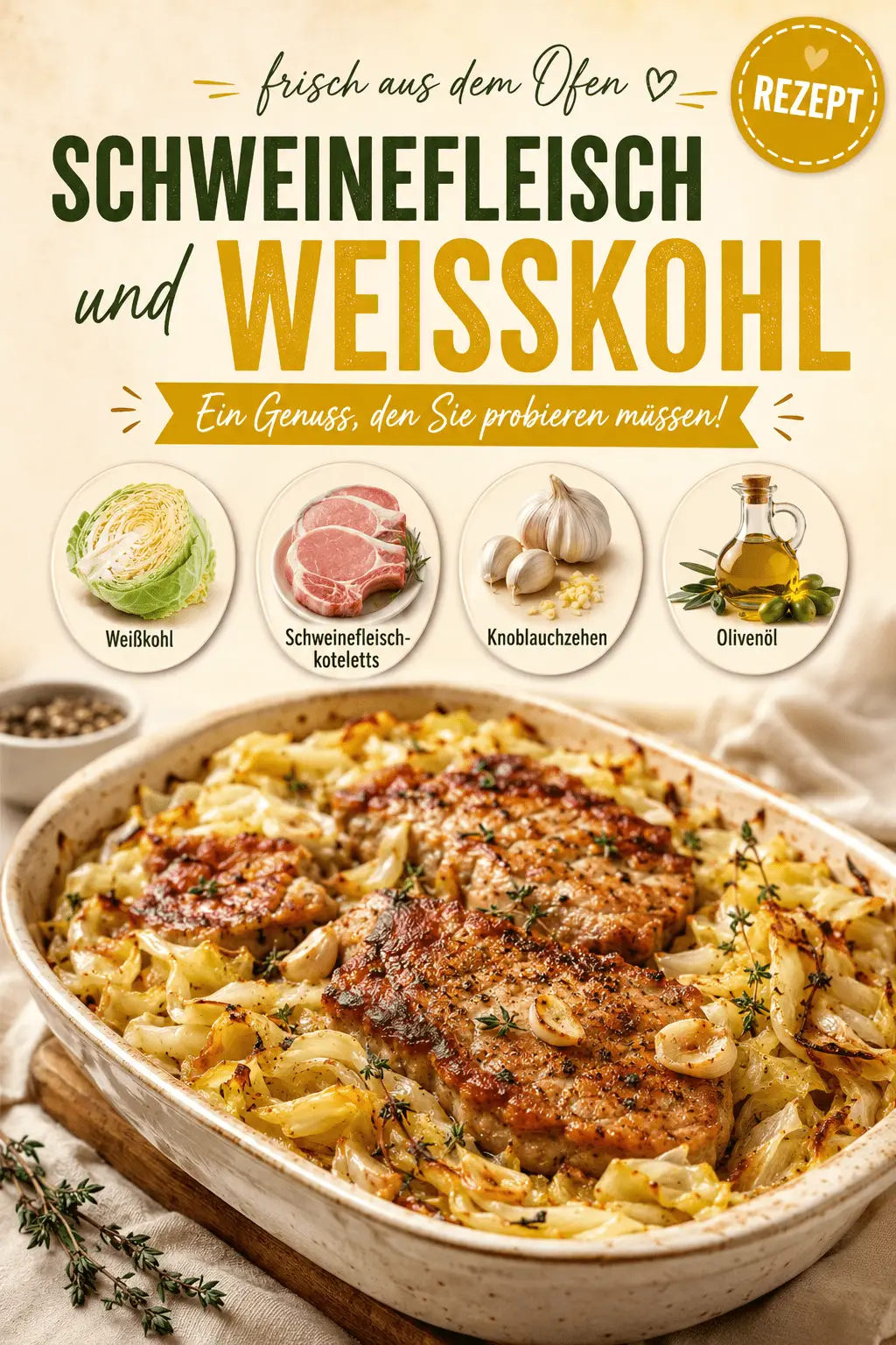 Schweinefleisch und Weißkohl frisch aus dem Ofen - Ein Genuss, den Sie probieren müssen!
