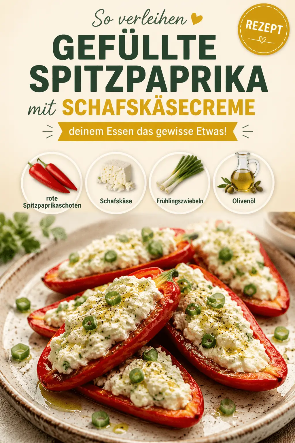 So verleihen gefüllte Spitzpaprika mit Schafskäsecreme deinem Essen das gewisse Etwas!