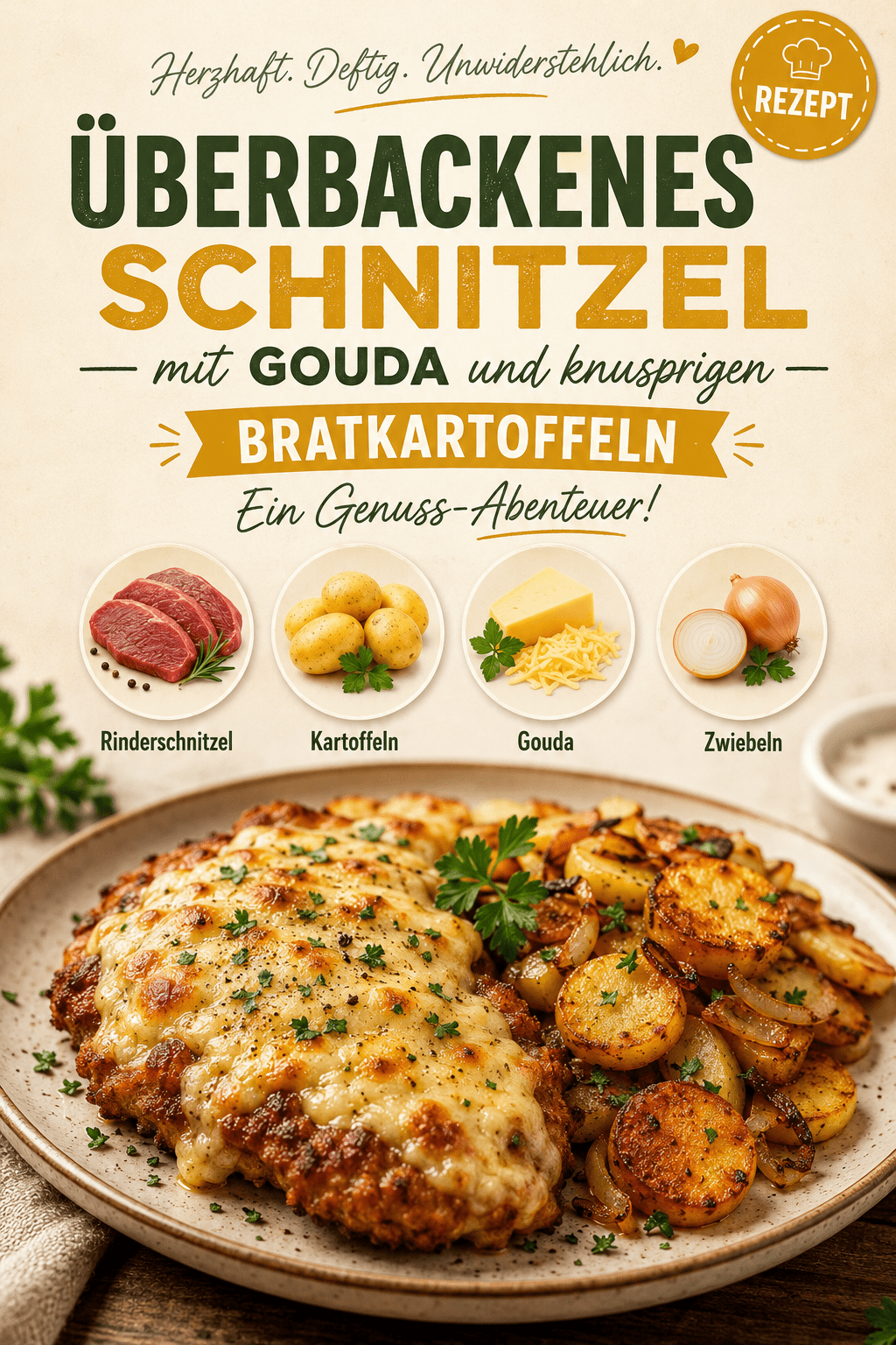 Überbackenes Schnitzel mit Gouda und knusprigen Bratkartoffeln – Ein Genuss-Abenteuer!