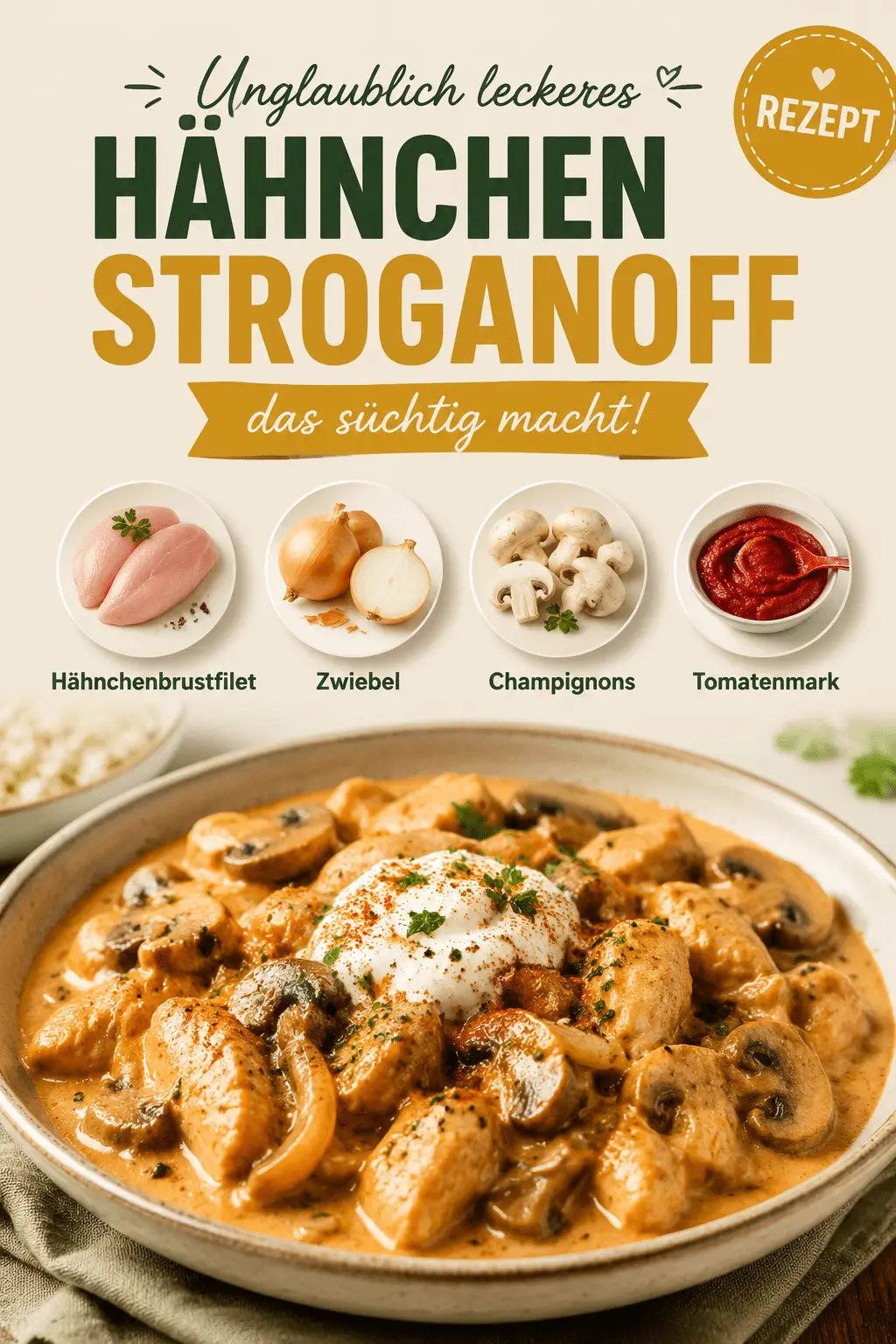 Unglaublich leckeres Hähnchen Stroganoff, das süchtig macht!