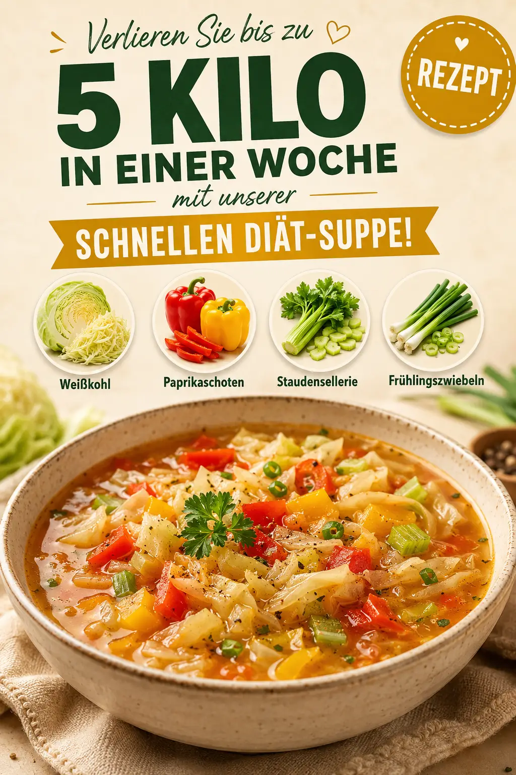 Verlieren Sie bis zu 5 Kilo in einer Woche mit unserer schnellen Diät-Suppe!
