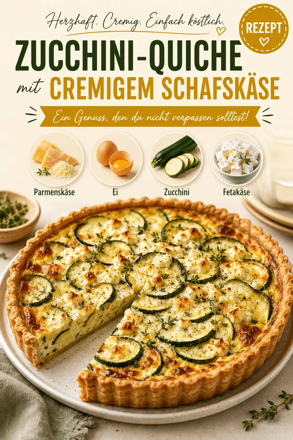 Zucchini-Quiche mit cremigem Schafskäse – Ein Genuss, den du nicht verpassen solltest!