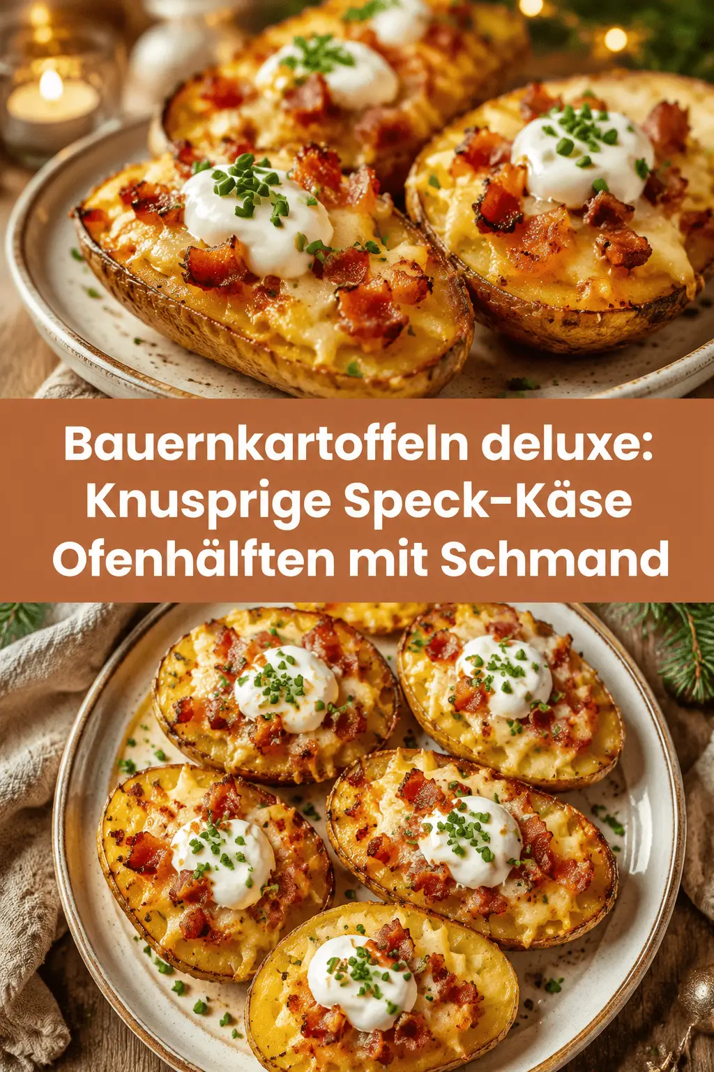 Bauernkartoffeln deluxe: Knusprige Speck-Käse Ofenhälften mit Schmand